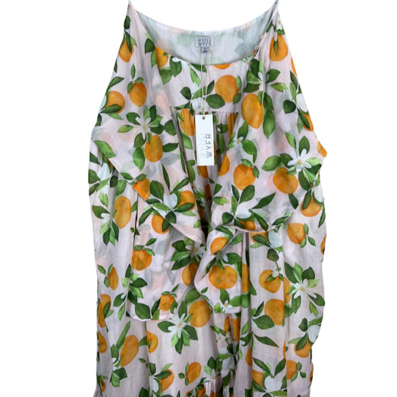 WKND WYFR CITRUS PRINT SLEEVELESS‎ RUFFLE MIDI DRESS SIZE XS NWT - Picture 3 of 7